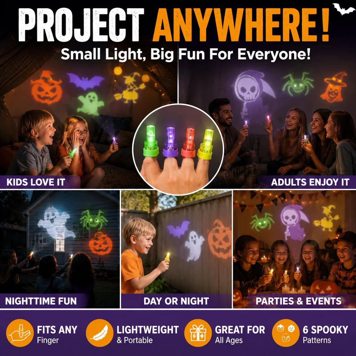 🔥 Last Day 40% OFF — Spooky Halloween Pattern Finger Projector Lights Party Favors & Spooky Fun🎃