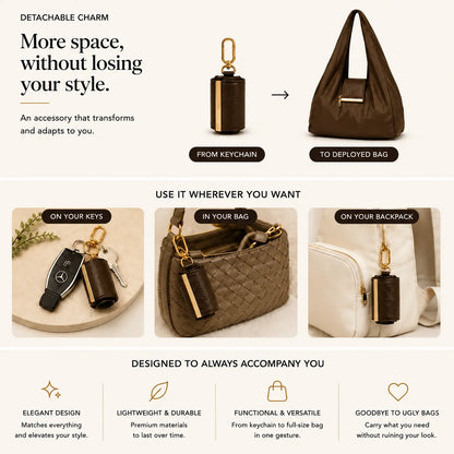 SOWINLY™ Varelli Charm Transformable Bag – Stylish Vegan Leather Tote & Keychain Charm