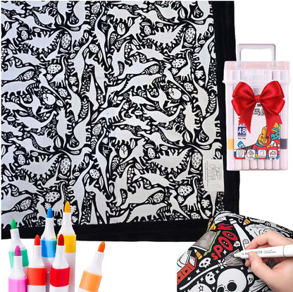 ✨Last Day 50% OFF🎨DIY Coloring Blanket with Markers🎁Perfect Gift For Family & Friends