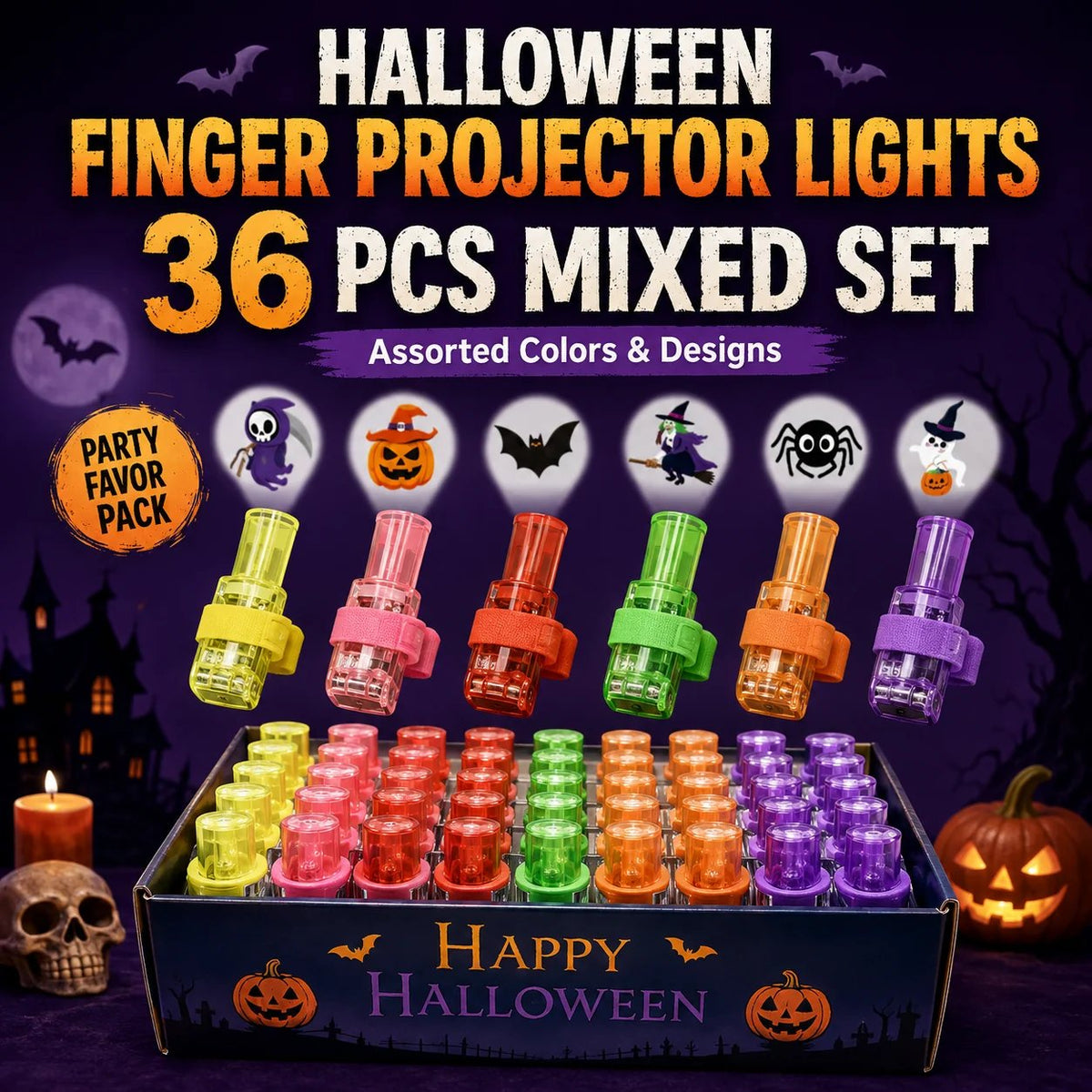 🔥 Last Day 40% OFF — Spooky Halloween Pattern Finger Projector Lights Party Favors & Spooky Fun🎃