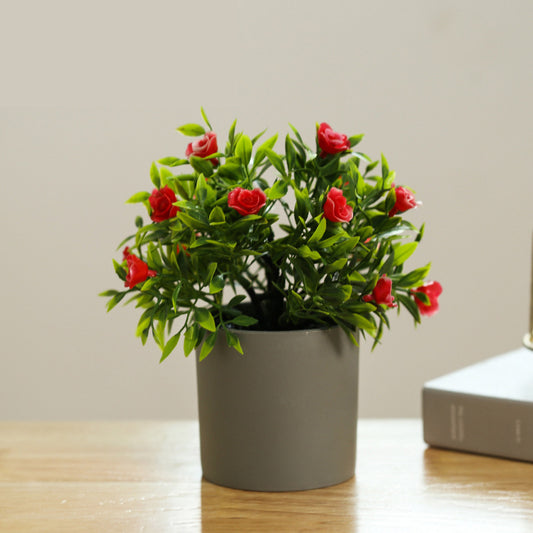 Plastic artificial flowers & Pot