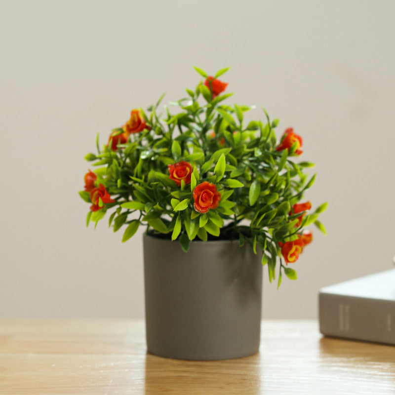 Plastic artificial flowers & Pot