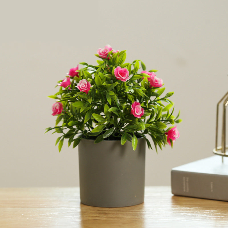 Plastic artificial flowers & Pot