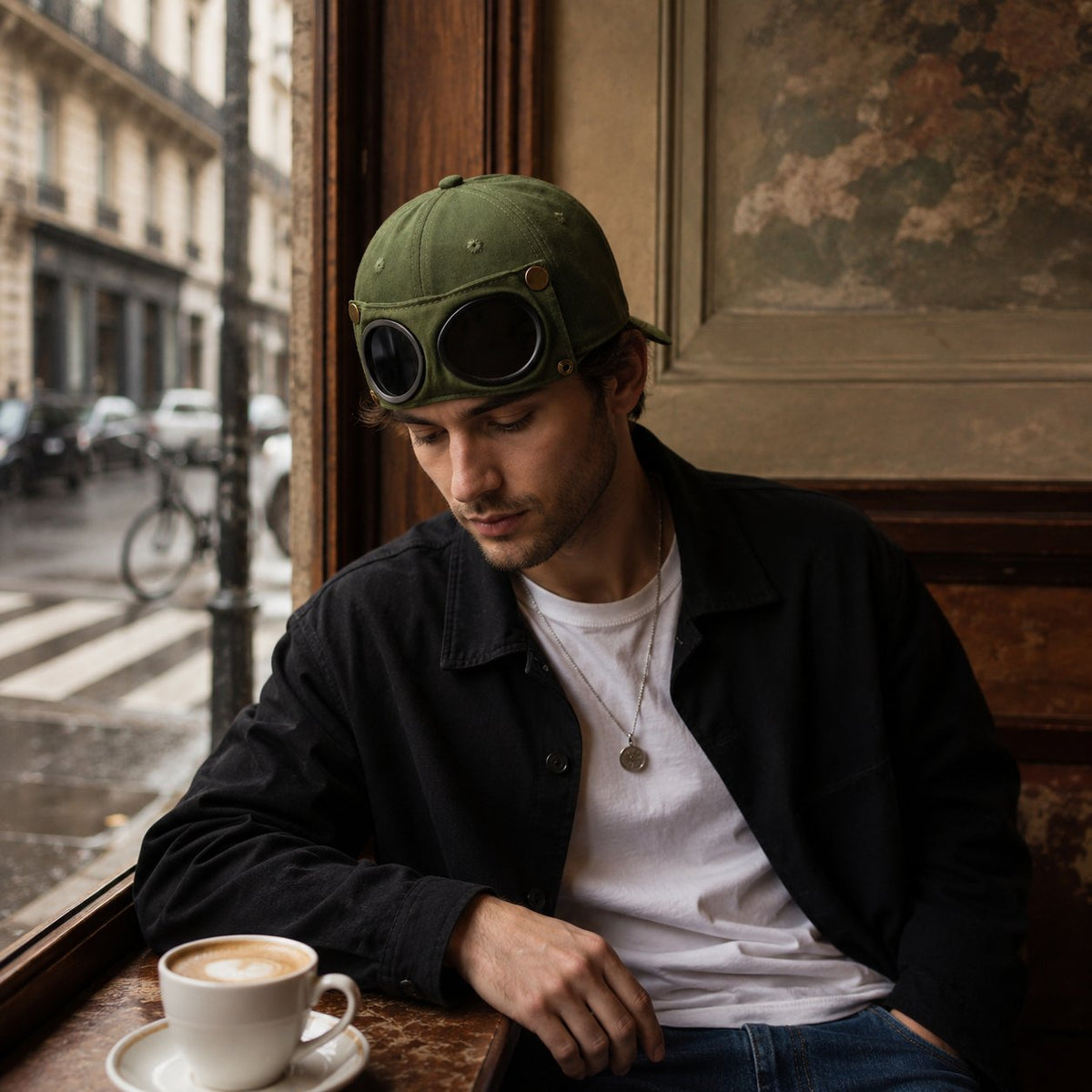 Detachable Goggle Pilot Baseball Cap Vintage Hat for Street Fashion & Daily Outfit