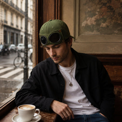 Detachable Goggle Pilot Baseball Cap Vintage Hat for Street Fashion & Daily Outfit