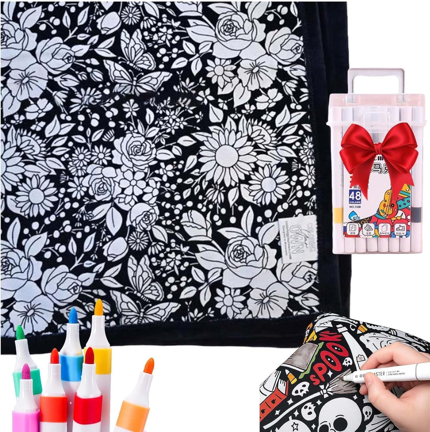 ✨Last Day 50% OFF🎨DIY Coloring Blanket with Markers🎁Perfect Gift For Family & Friends