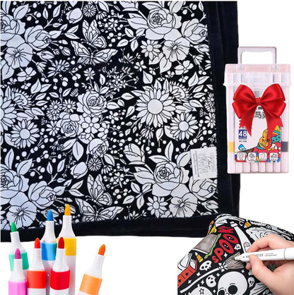 ✨Last Day 50% OFF🎨DIY Coloring Blanket with Markers🎁Perfect Gift For Family & Friends