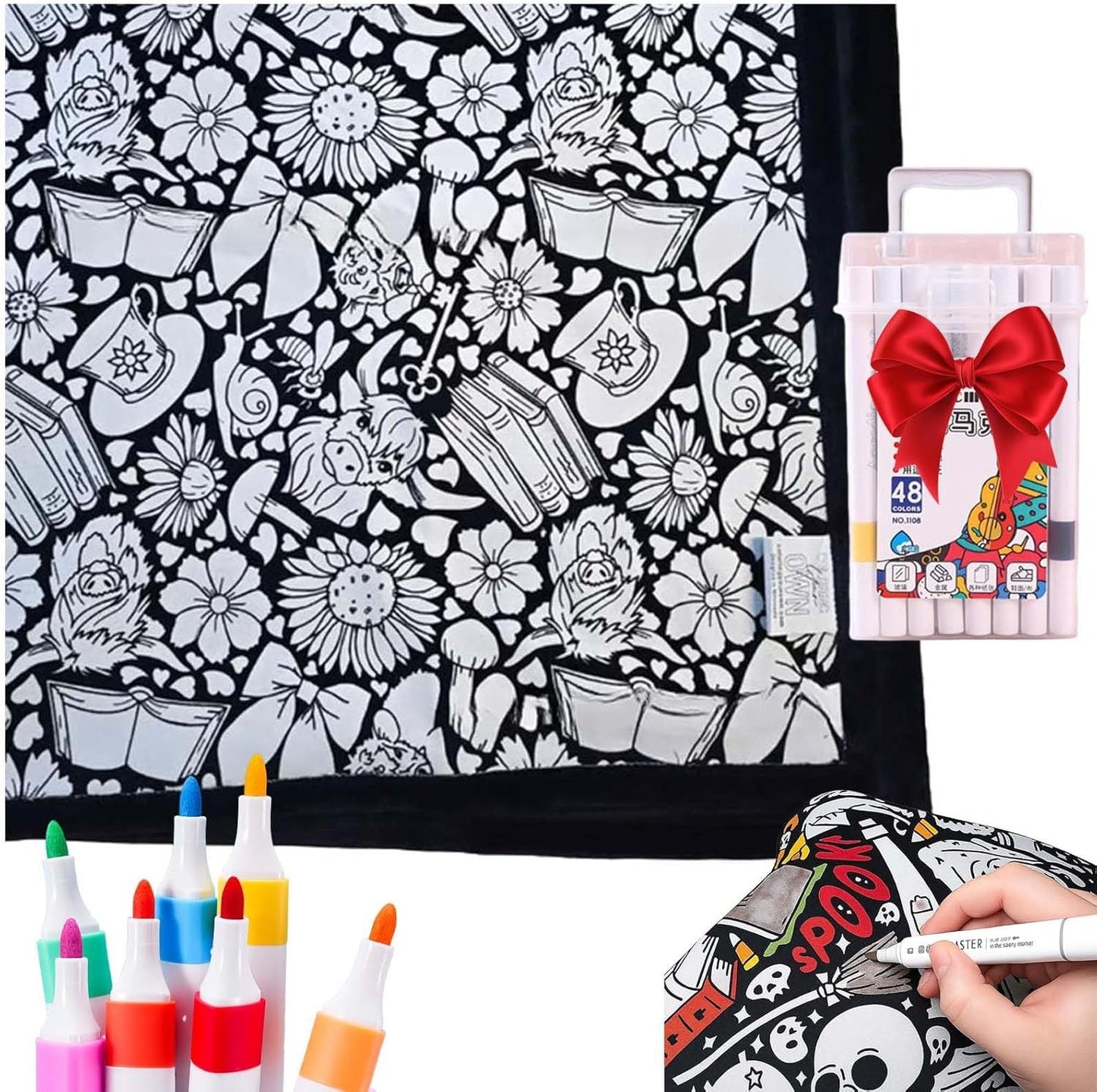 ✨Last Day 50% OFF🎨DIY Coloring Blanket with Markers🎁Perfect Gift For Family & Friends