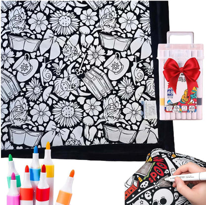 ✨Last Day 50% OFF🎨DIY Coloring Blanket with Markers🎁Perfect Gift For Family & Friends