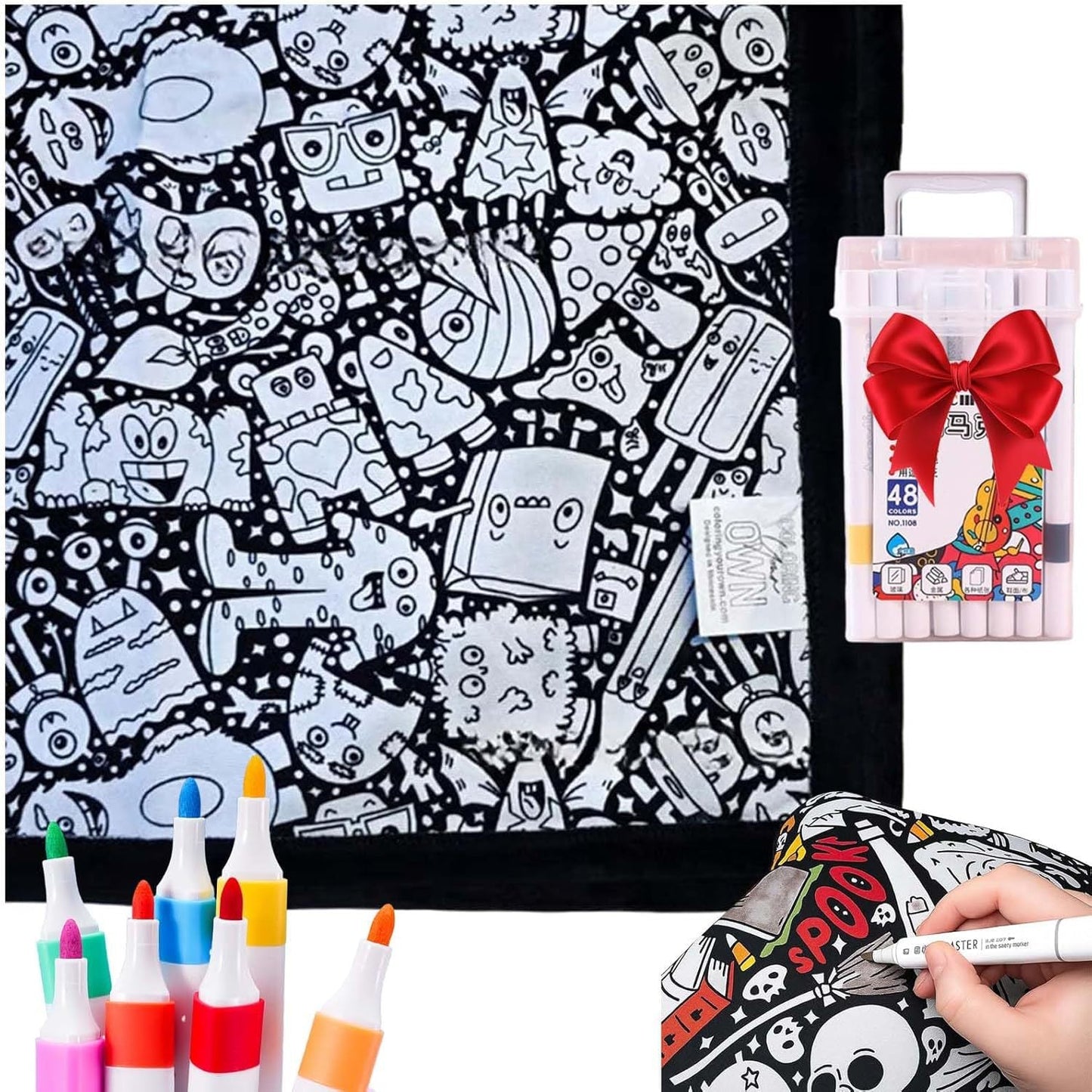 ✨Last Day 50% OFF🎨DIY Coloring Blanket with Markers🎁Perfect Gift For Family & Friends