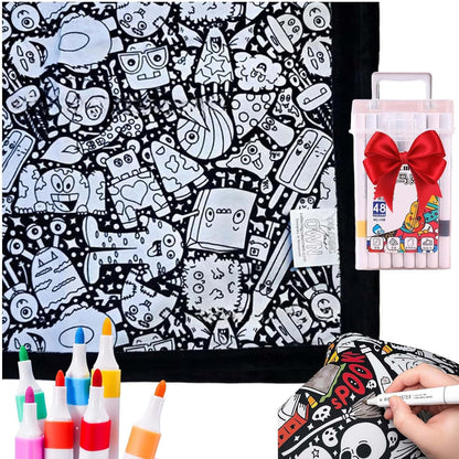 ✨Last Day 50% OFF🎨DIY Coloring Blanket with Markers🎁Perfect Gift For Family & Friends