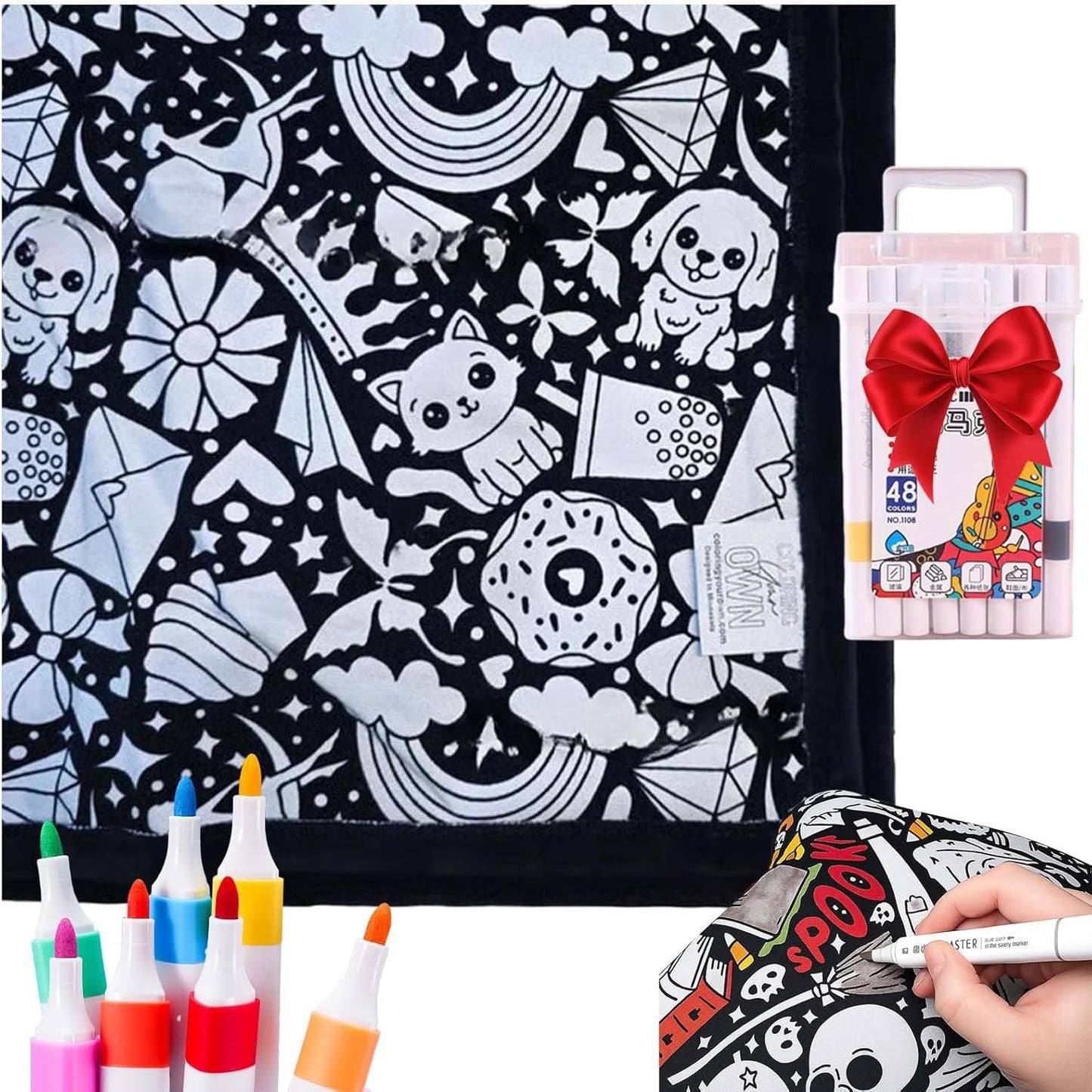 ✨Last Day 50% OFF🎨DIY Coloring Blanket with Markers🎁Perfect Gift For Family & Friends