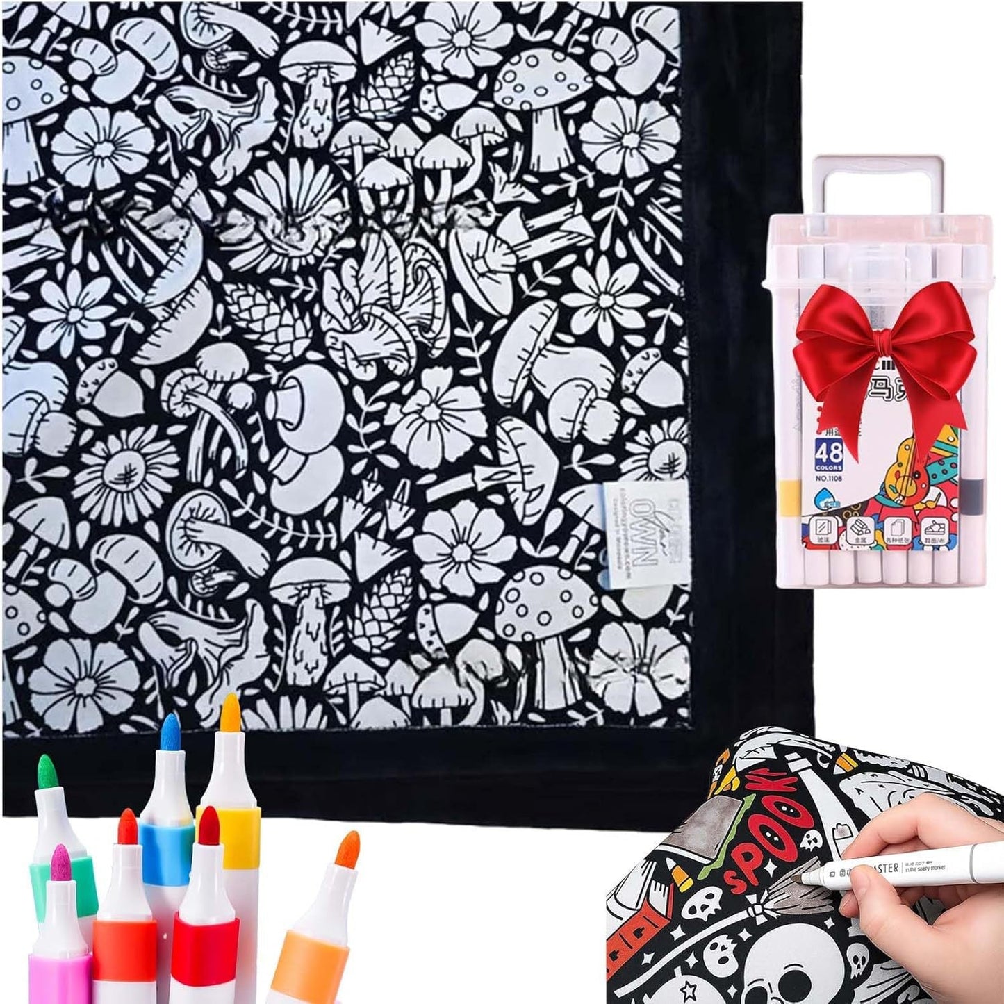 ✨Last Day 50% OFF🎨DIY Coloring Blanket with Markers🎁Perfect Gift For Family & Friends