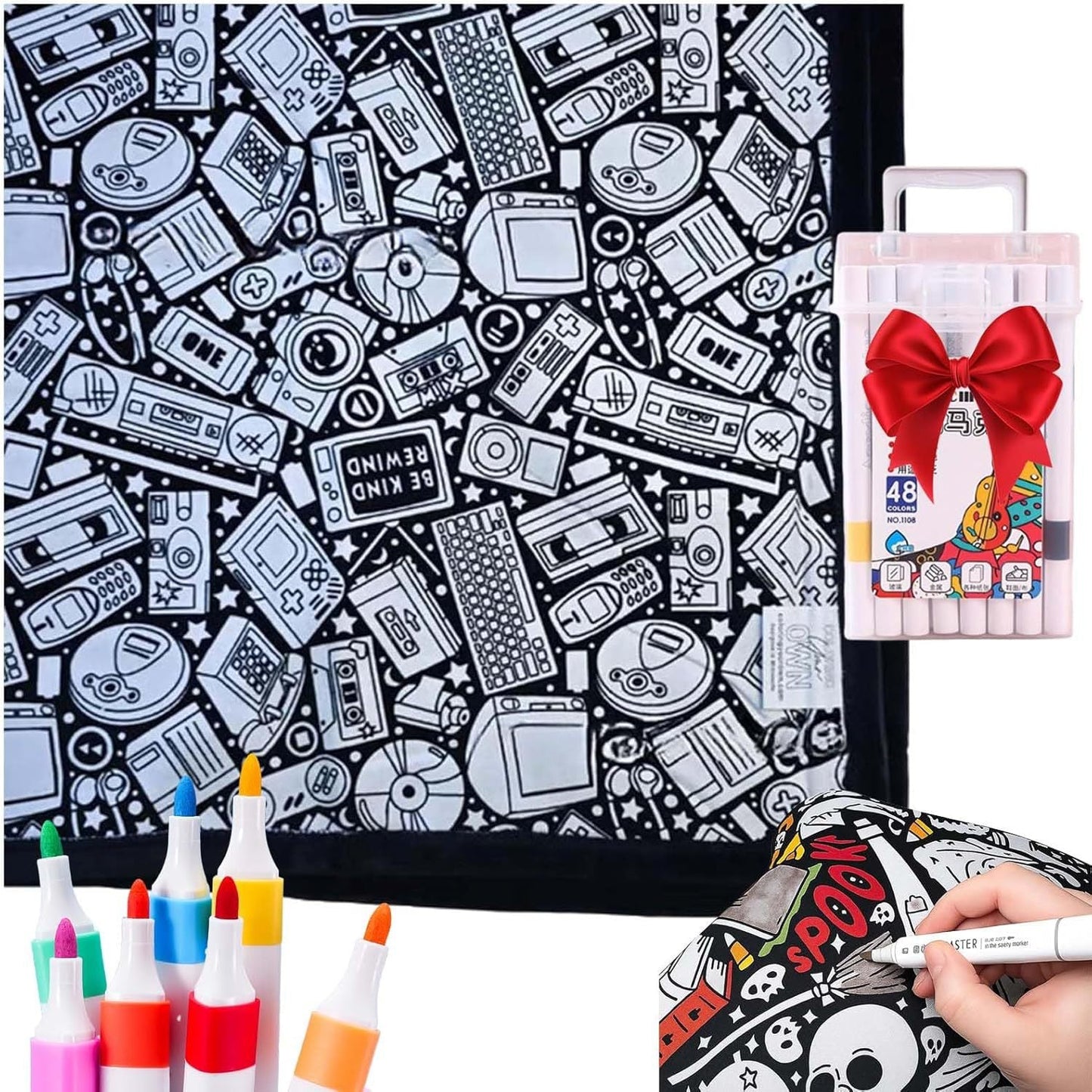 ✨Last Day 50% OFF🎨DIY Coloring Blanket with Markers🎁Perfect Gift For Family & Friends