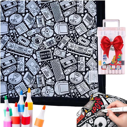 ✨Last Day 50% OFF🎨DIY Coloring Blanket with Markers🎁Perfect Gift For Family & Friends