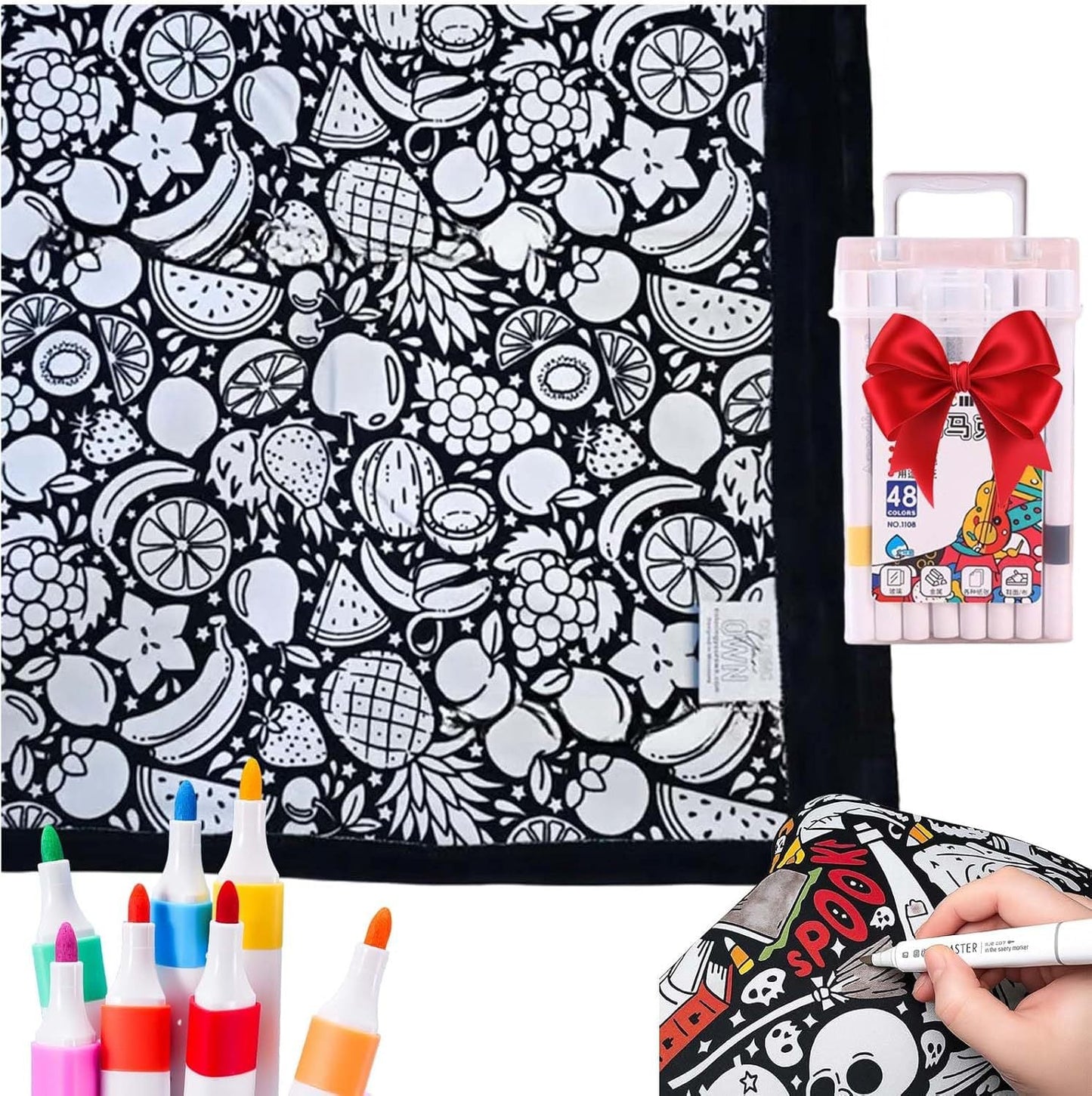 ✨Last Day 50% OFF🎨DIY Coloring Blanket with Markers🎁Perfect Gift For Family & Friends