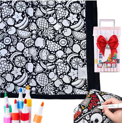 ✨Last Day 50% OFF🎨DIY Coloring Blanket with Markers🎁Perfect Gift For Family & Friends