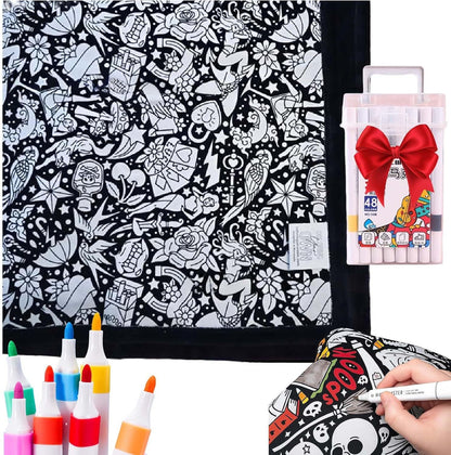 ✨Last Day 50% OFF🎨DIY Coloring Blanket with Markers🎁Perfect Gift For Family & Friends