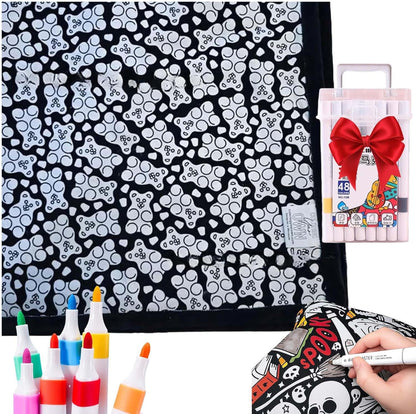 ✨Last Day 50% OFF🎨DIY Coloring Blanket with Markers🎁Perfect Gift For Family & Friends