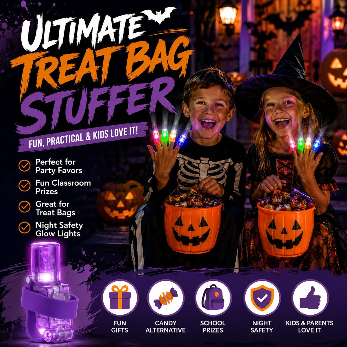 🔥 Last Day 40% OFF — Spooky Halloween Pattern Finger Projector Lights Party Favors & Spooky Fun🎃