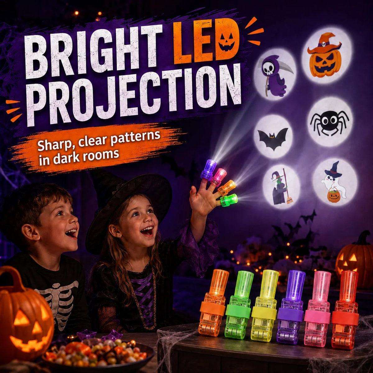 🔥 Last Day 40% OFF — Spooky Halloween Pattern Finger Projector Lights Party Favors & Spooky Fun🎃