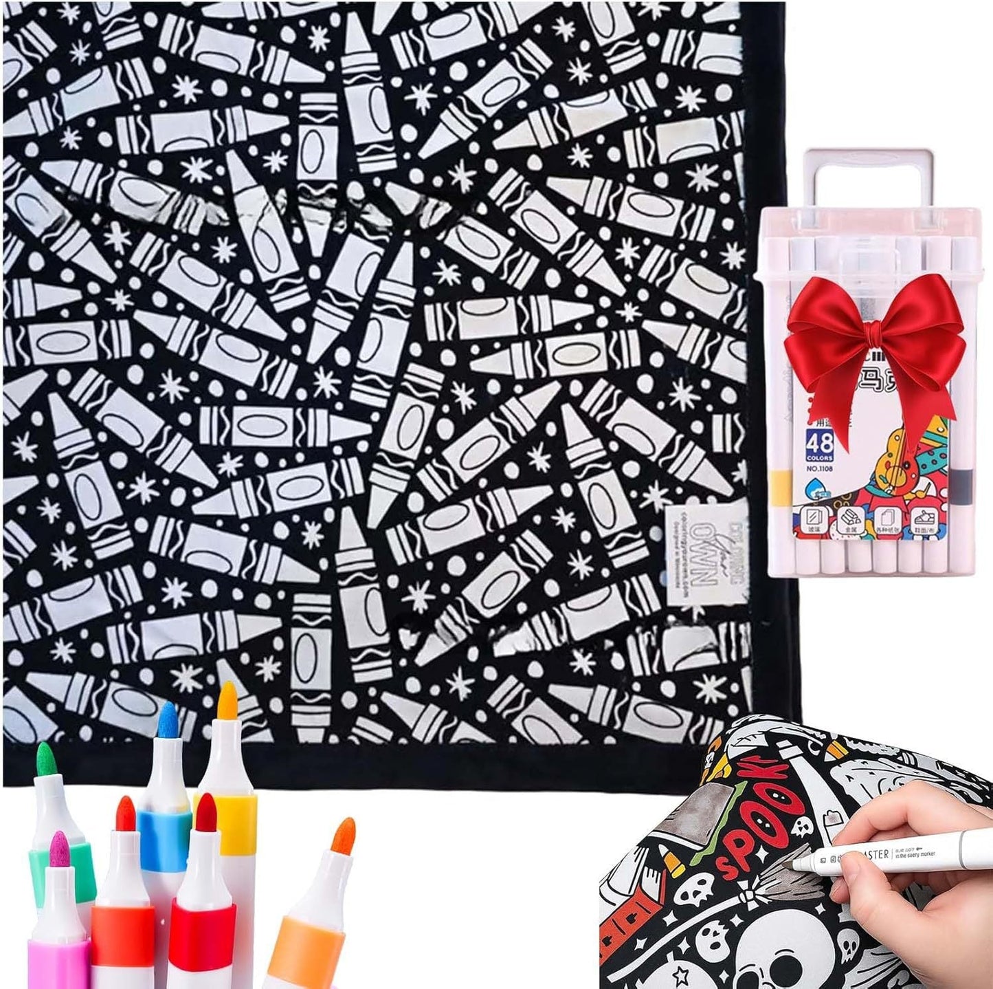 ✨Last Day 50% OFF🎨DIY Coloring Blanket with Markers🎁Perfect Gift For Family & Friends