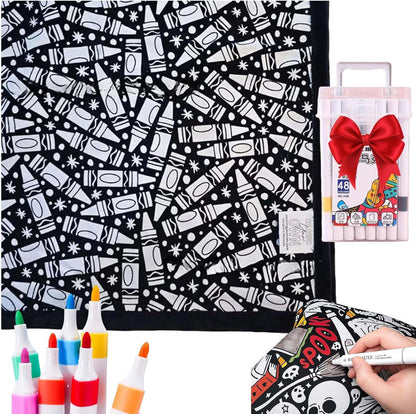 ✨Last Day 50% OFF🎨DIY Coloring Blanket with Markers🎁Perfect Gift For Family & Friends