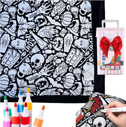 ✨Last Day 50% OFF🎨DIY Coloring Blanket with Markers🎁Perfect Gift For Family & Friends