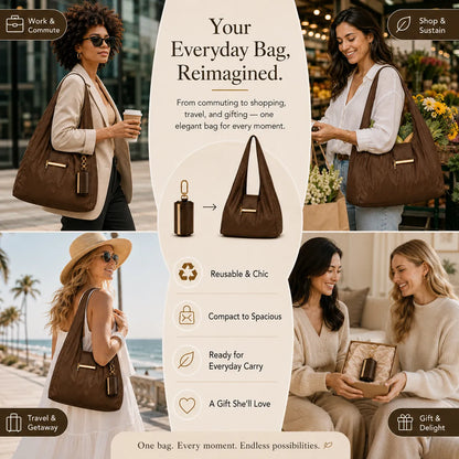 SOWINLY™ Varelli Charm Transformable Bag – Stylish Vegan Leather Tote & Keychain Charm