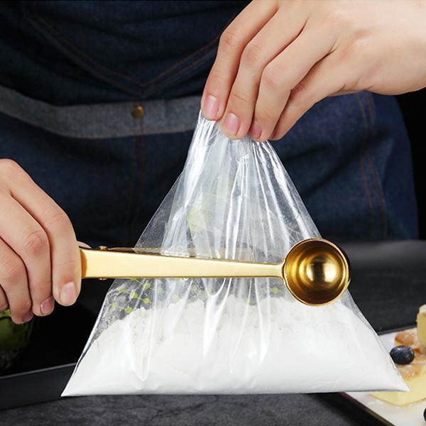 Stainless Steel Coffee Scoop with Bag Seal Clip