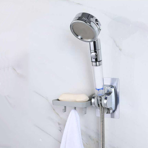 HT-Shower Head Holder with 3 hook Soap Dish Rack