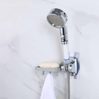 HT-Shower Head Holder with 3 hook Soap Dish Rack