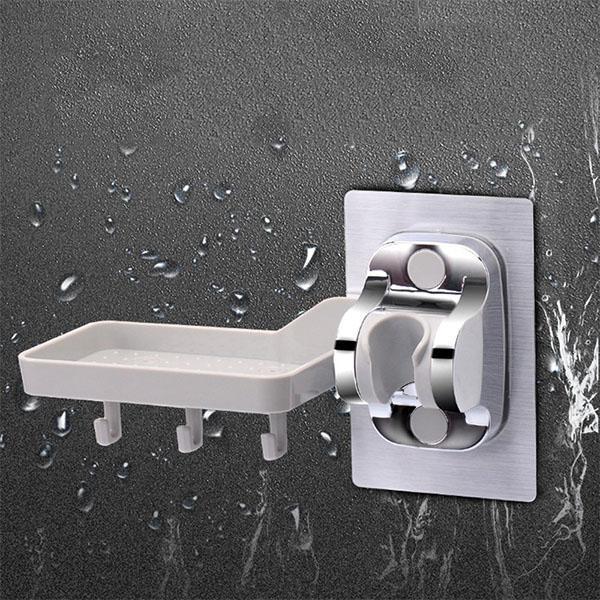 HT-Shower Head Holder with 3 hook Soap Dish Rack