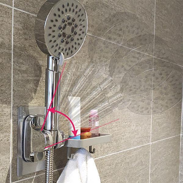 HT-Shower Head Holder with 3 hook Soap Dish Rack