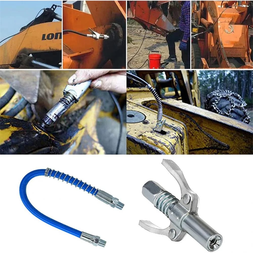 🎁2024 New Year Hot Sale🎁Strong Lock on Grease Couplers with Spring Flex Hose