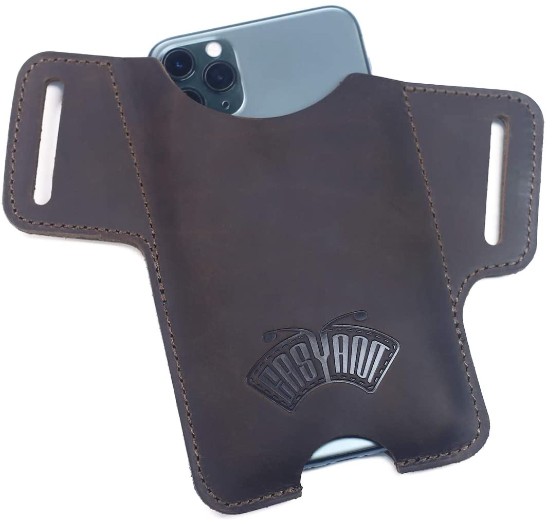 Men Leather Phone Holster Universal Case Waist Bag Purse with Belt Hole