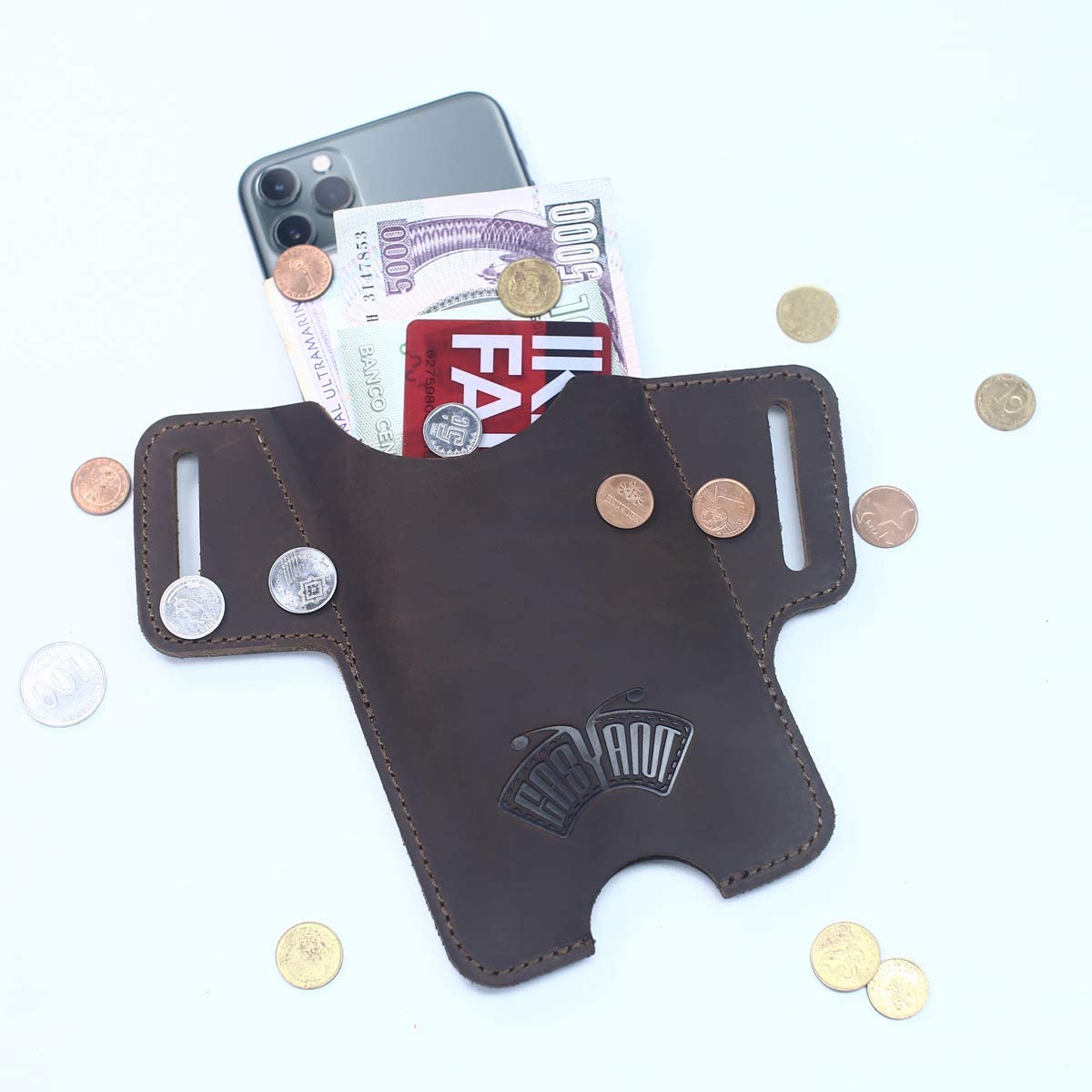 Men Leather Phone Holster Universal Case Waist Bag Purse with Belt Hole