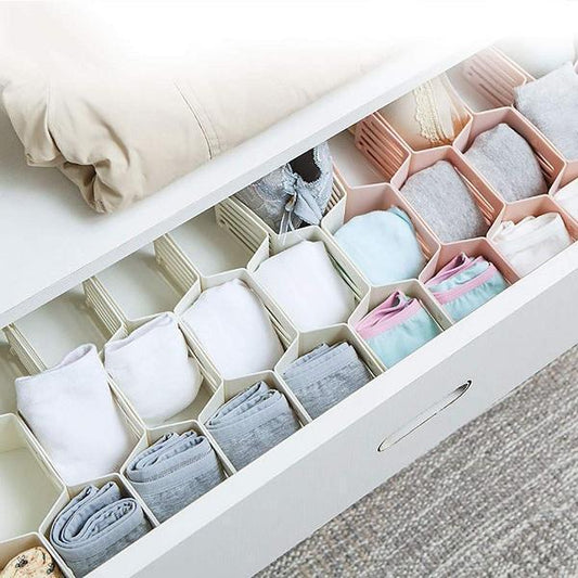 (12 PCS)DIY Plastic Grid Honeycomb Drawer Divider
