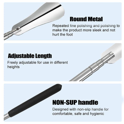 Stainless steel retractable shoehorn
