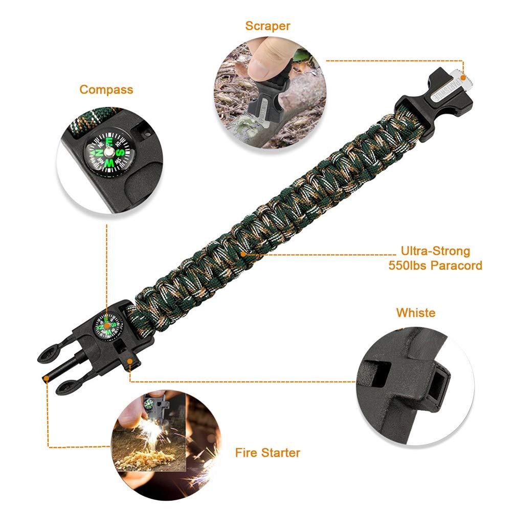 5 in 1 outdoor survival bracelet（2pcs）