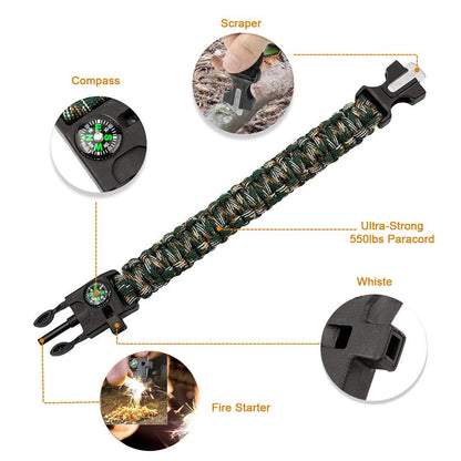 5 in 1 outdoor survival bracelet（2pcs）