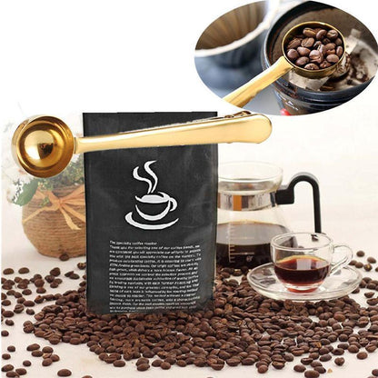 Stainless Steel Coffee Scoop with Bag Seal Clip