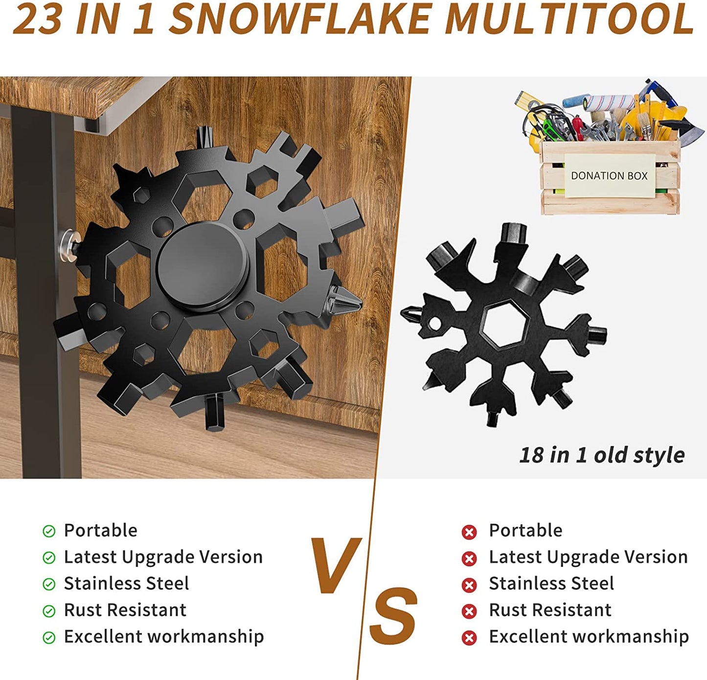 23-in-1 Fidget Spinner Snowflake Multitool