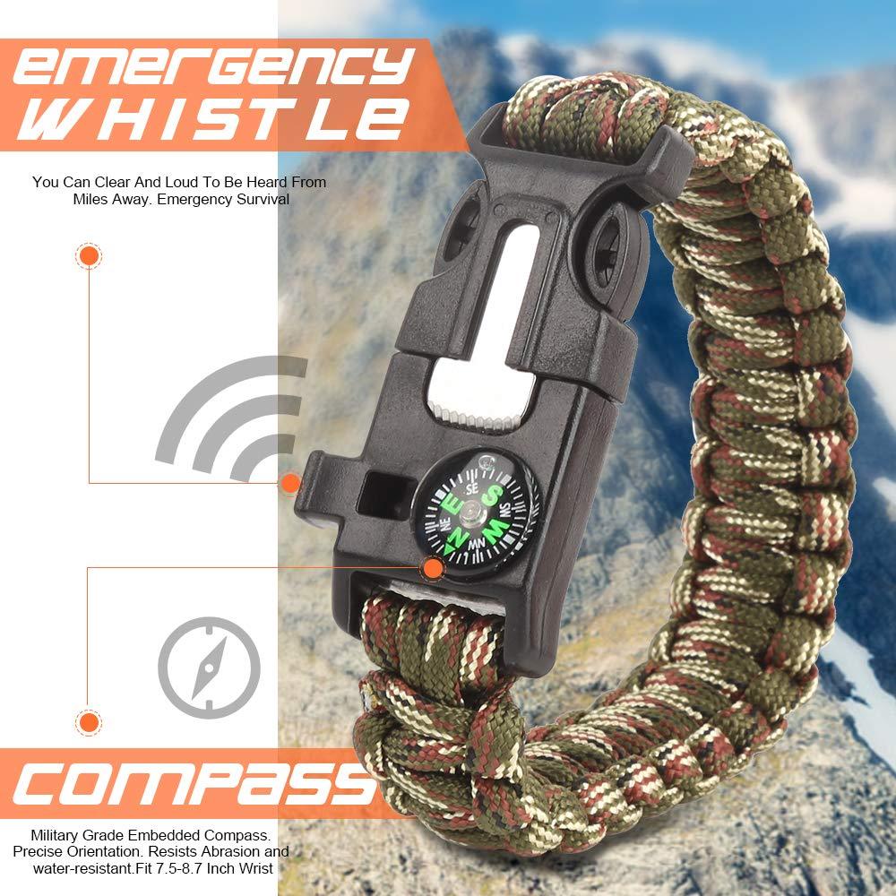 5 in 1 outdoor survival bracelet（2pcs）