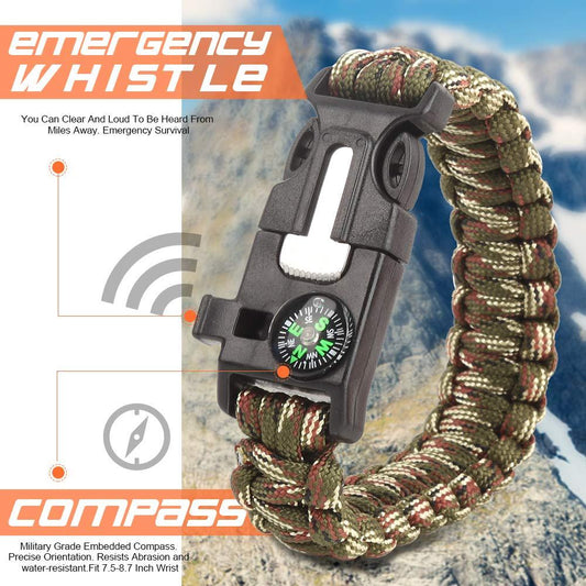 5 in 1 outdoor survival bracelet（2pcs）