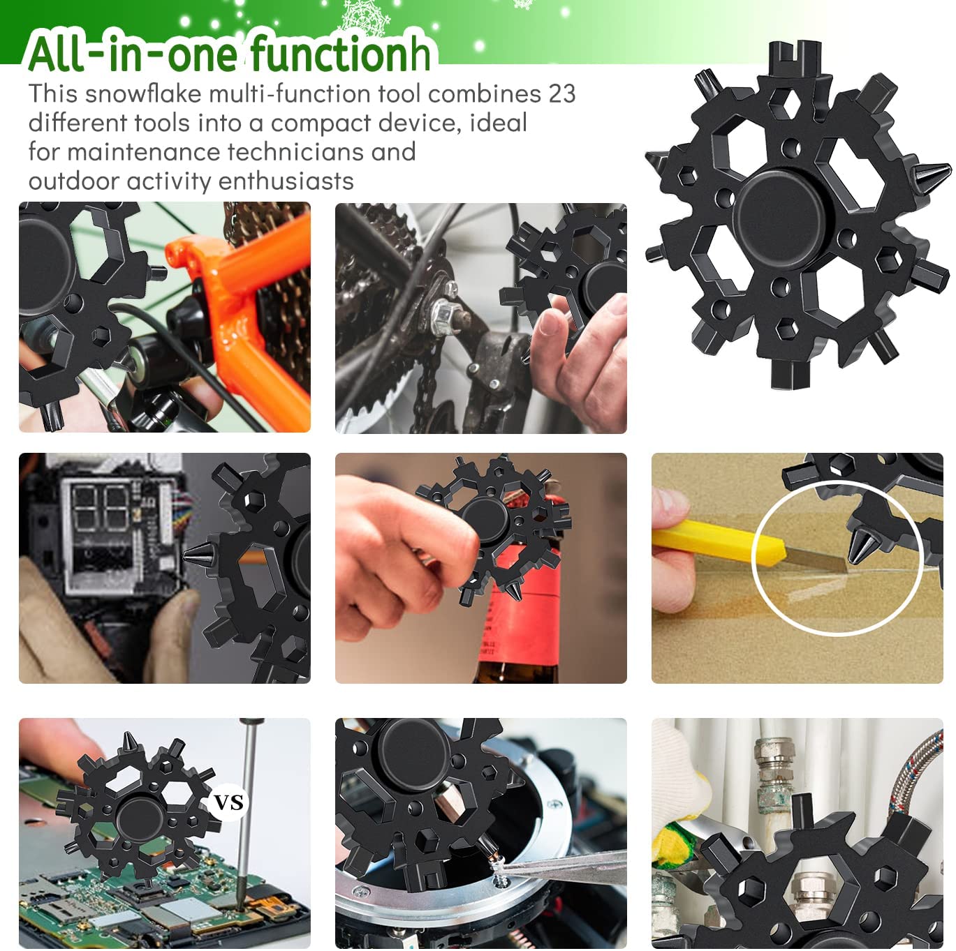 23-in-1 Fidget Spinner Snowflake Multitool