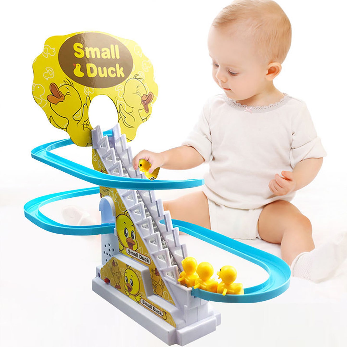 little duck climbing stairs