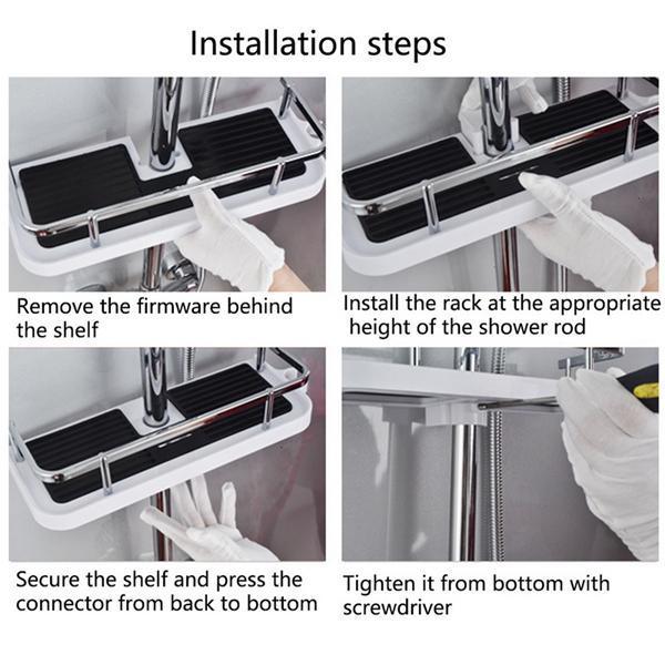 Adjustable Bathroom Pole Shower Shelf