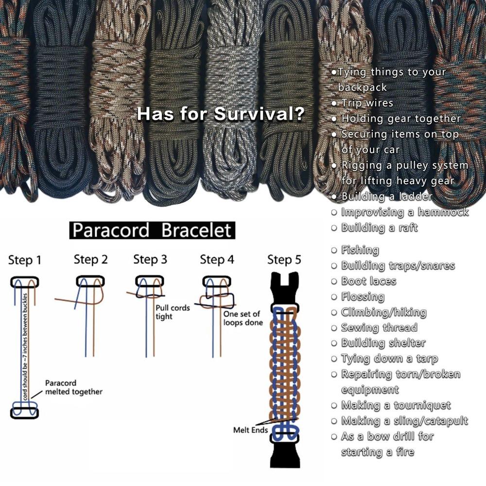 5 in 1 outdoor survival bracelet（2pcs）