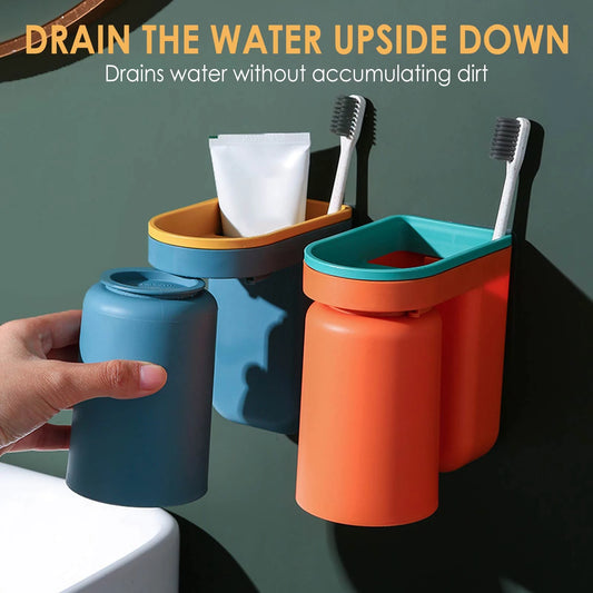 Wall mounted toothbrush holder